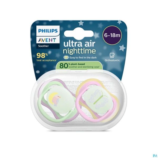 Philips Avent Sucette +6m Air Nuit Oiseau/papill.2